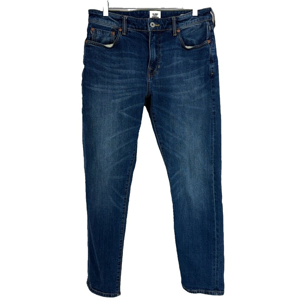 Flint & Tinder Men 31 Athletic Tapered Fit Jeans Dark Wash Denim Selvedge Edge